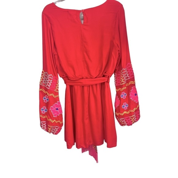 JUDITH March Gypsy Knot Red Embroidered Dress S - Picture 3 of 9
